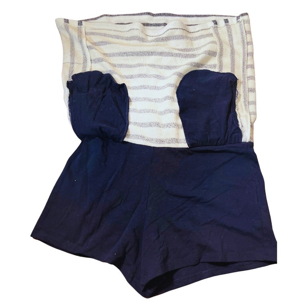 Jones New York Women Mini Skirt S Navy White Stripe Knit Pull-On A-Line Casual - Picture 5 of 10